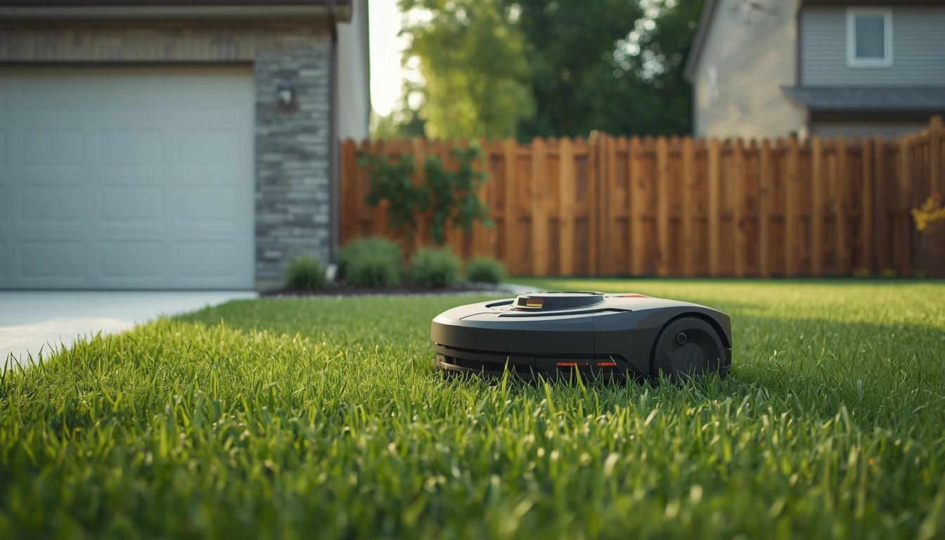Can a Robot Lawn Mower Cross a Driveway? 2 Robot lawn mower crossing a driveway between two lawn areas