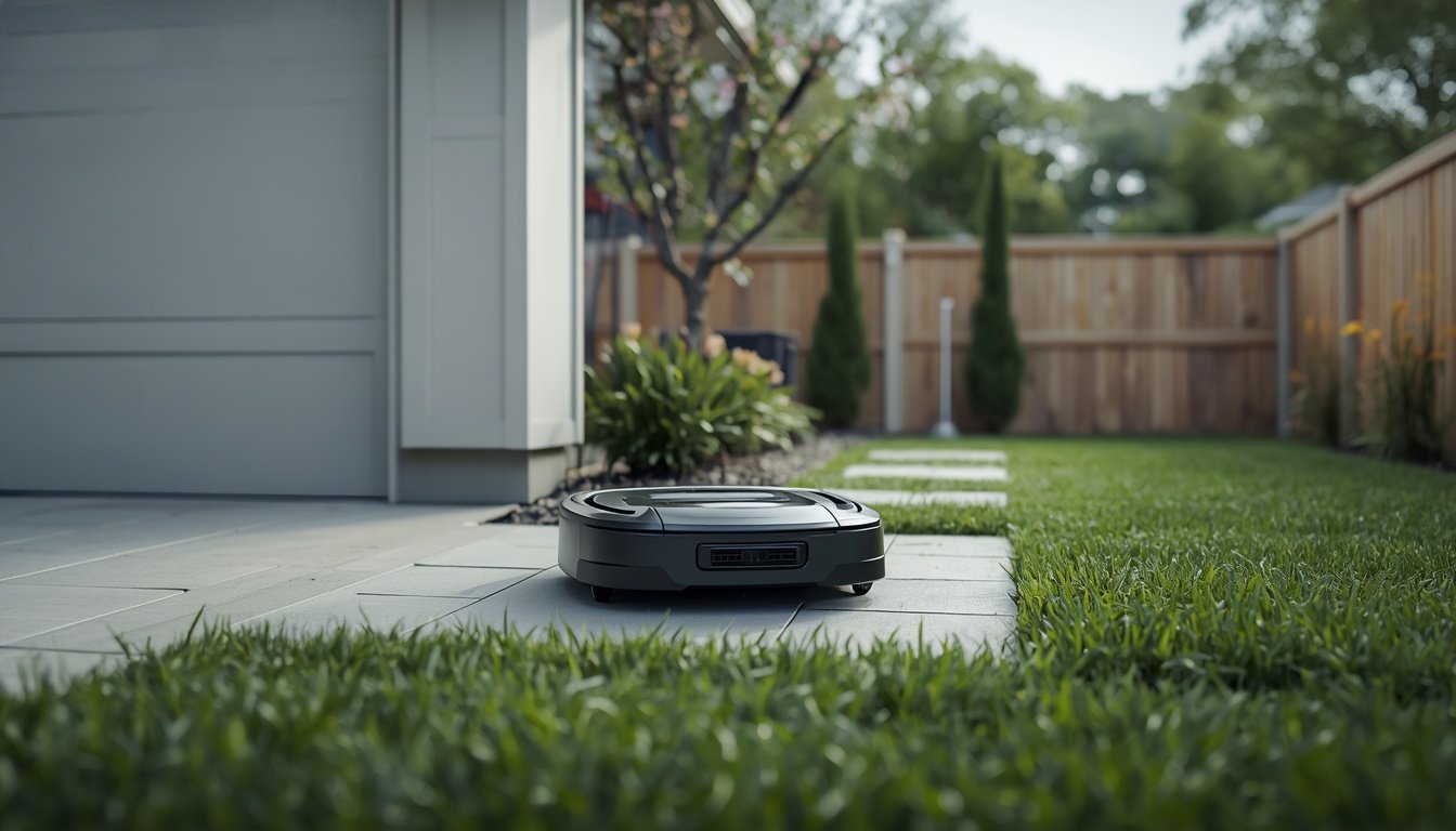 Robot mower managing front and back yard lawn areas