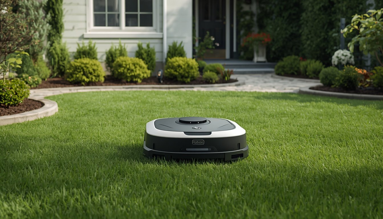Can a Robot Lawn Mower Work Without an App? 2 Homeowner using simple controls on a robot lawn mower without an app