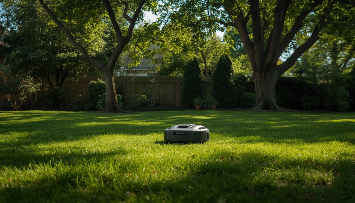 Robot mower avoiding garden lights and lawn ornaments