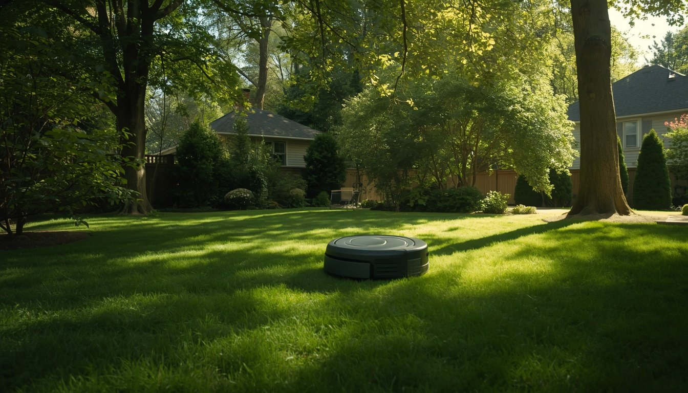 Can Robot Lawn Mowers Mow in the Rain? 2 Robot lawn mower working on wet grass during light rain