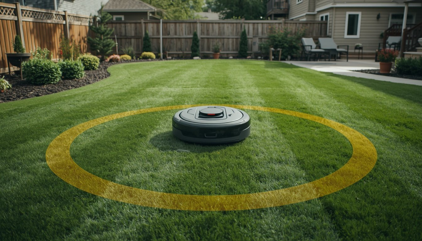 How Much Time Does a Robot Lawn Mower Save? 2 Homeowner relaxing while a robot lawn mower cuts the lawn
