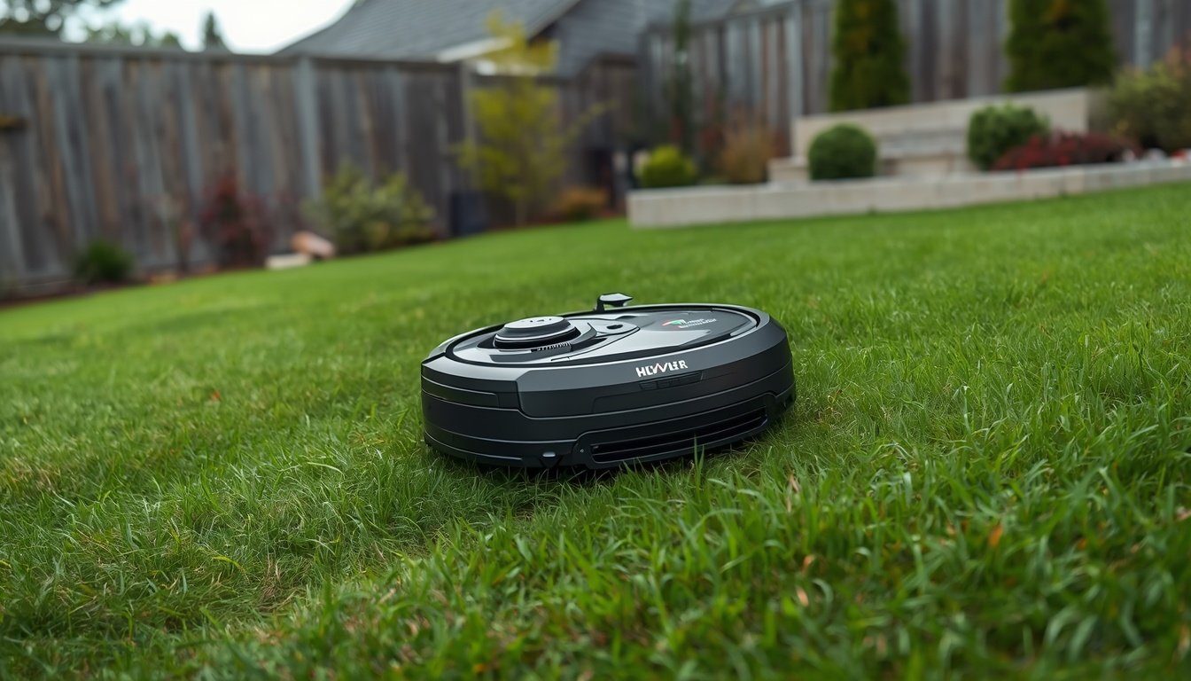 Fenced or Gated Lawns: Can Wire-Free Mowers Handle Them? 2 Robot mower moving through an open gate between fenced lawns
