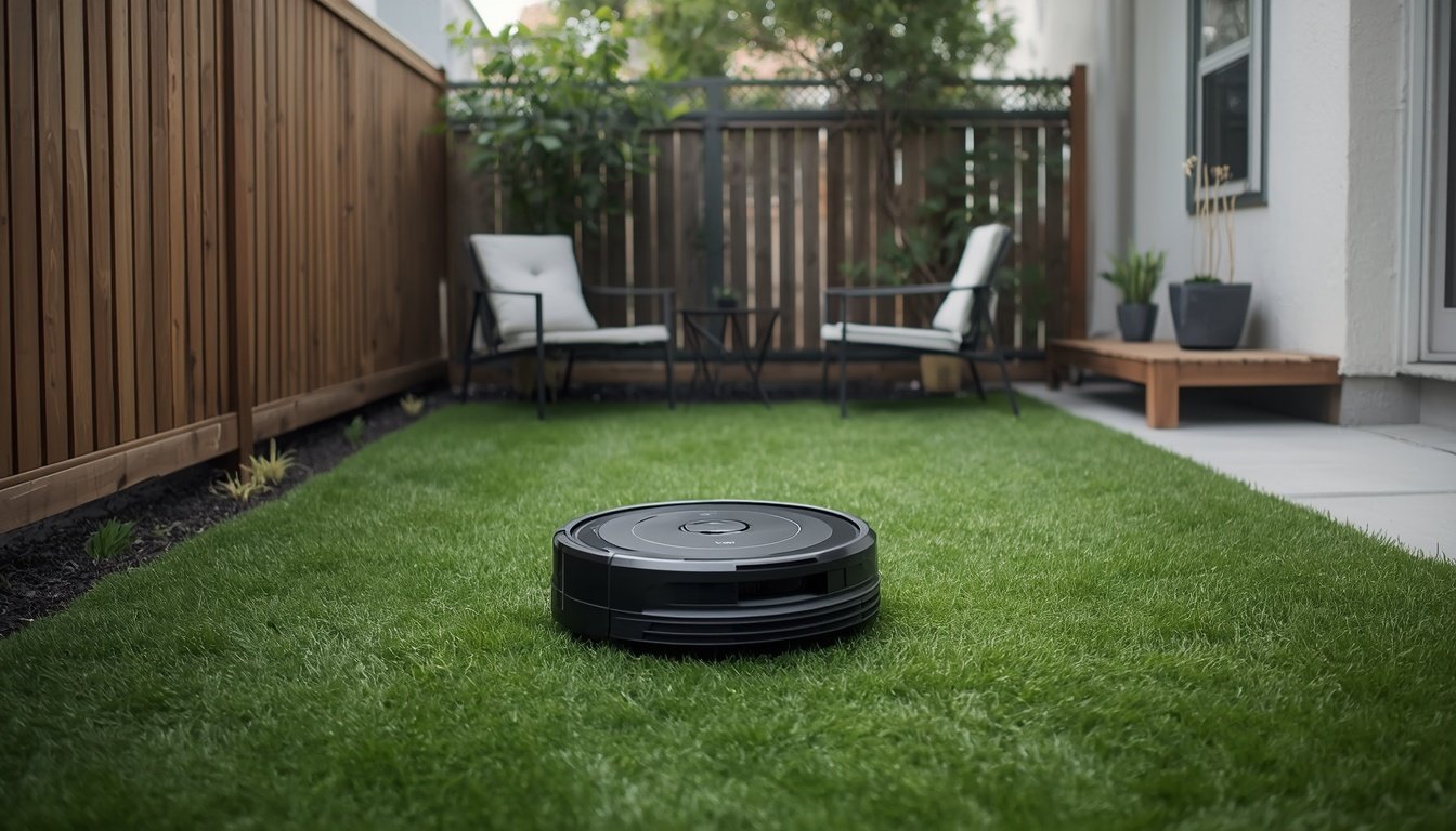 Robot mower comparison between boundary wire and wire-free mowing