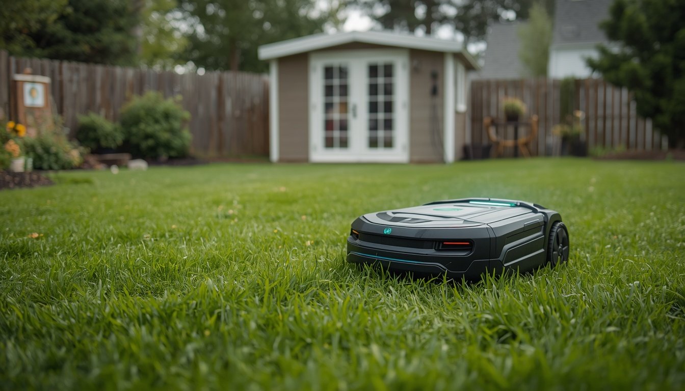 How Do Virtual Boundaries Work on Robot Lawn Mowers? 2 Robot mower following a virtual boundary on a lawn