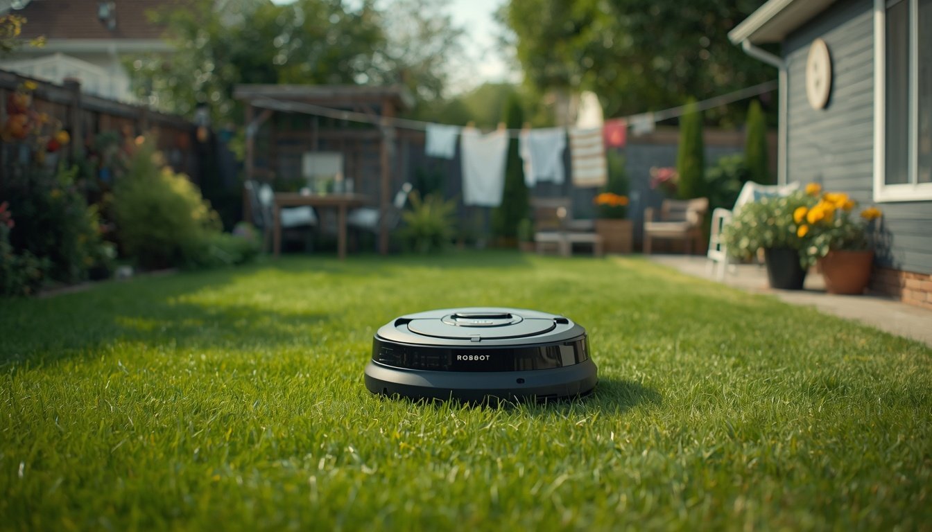 Emerging Wire-Free Robot Mower Brands to Watch 2 Emerging wire-free robot mower models lined up on a lawn