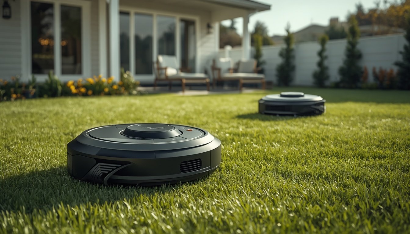 Segway Navimow i Series Review 2 Segway Navimow i Series style robot mowers cutting a suburban lawn