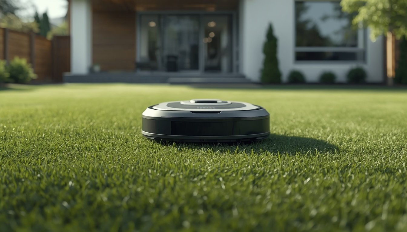 Best Robot Lawn Mower Without Perimeter Wire 2 Robot lawn mower cutting a backyard lawn without perimeter wire